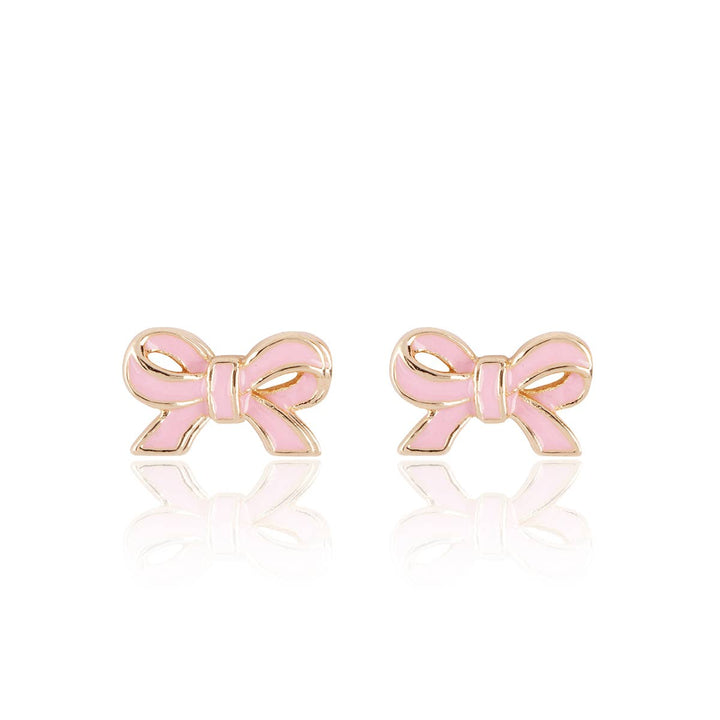 Stud Earrings-Pretty Pink Bow