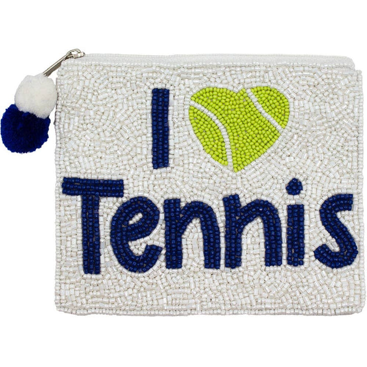 Beaded Coin Pouch-I Love Tennis