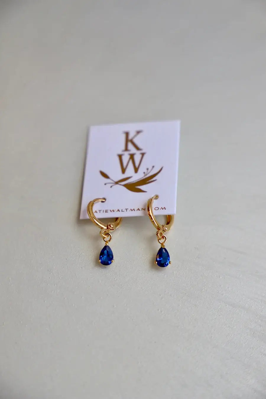 E1590 Gold Earrings-Birthstone Teardrop