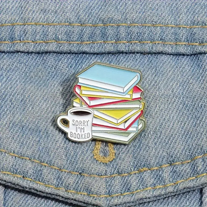 Sorry I'm Booked" Enamel Pin – Book Lover's Badge