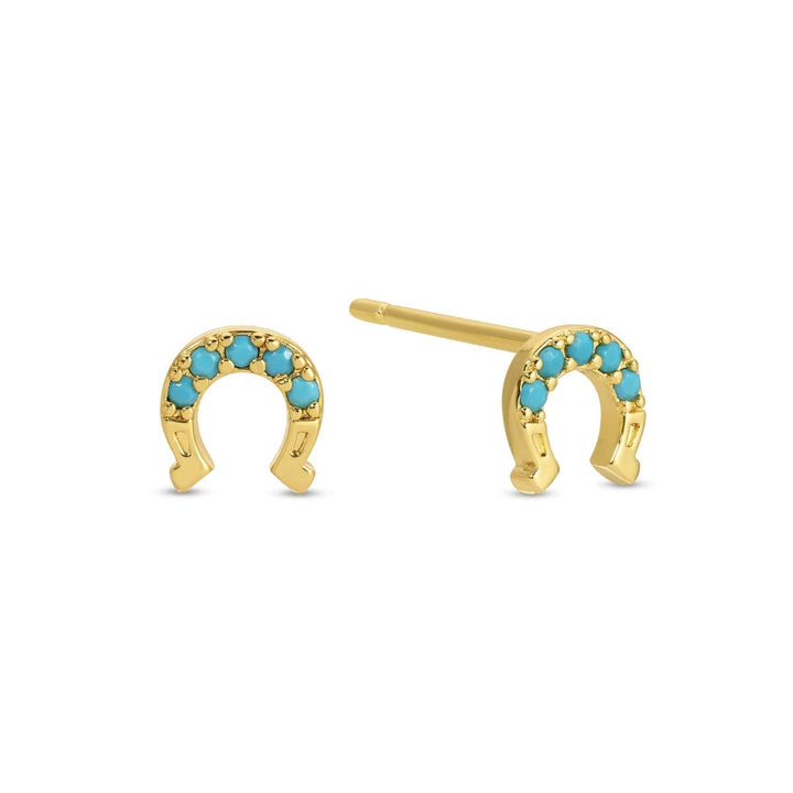 Velvet Gift Tag-Light Blue Horseshoe Studs
