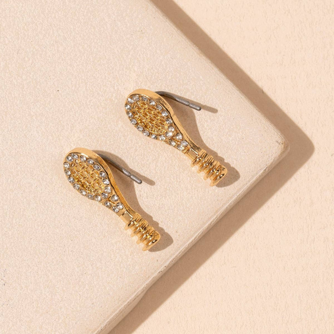 Tennis Racquet 18K Gold Dip Stud Earrings