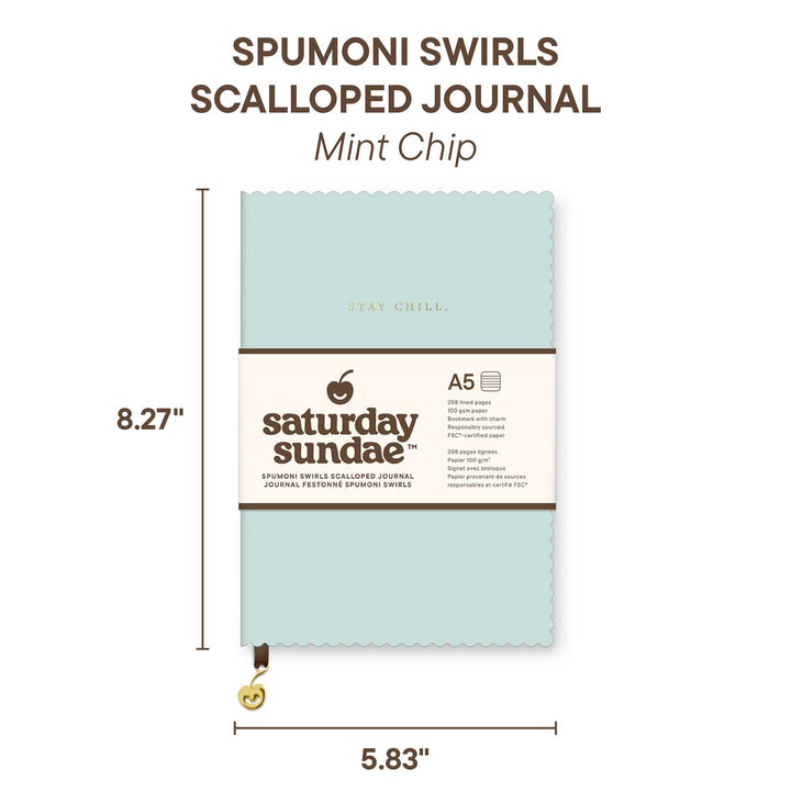 Journal-Mint Chip A5 Spumoni Swirls Scalloped