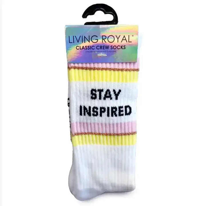 Classic Crew Socks w/ Ribbed Tubing - "Love Yourself" - Pink