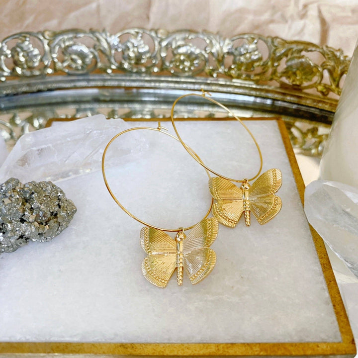 Earrings-Magnolia Butterfly Hoop