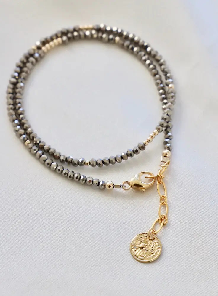 B1013MET Bracelet-Metallic Petite Crystal Double Wrap