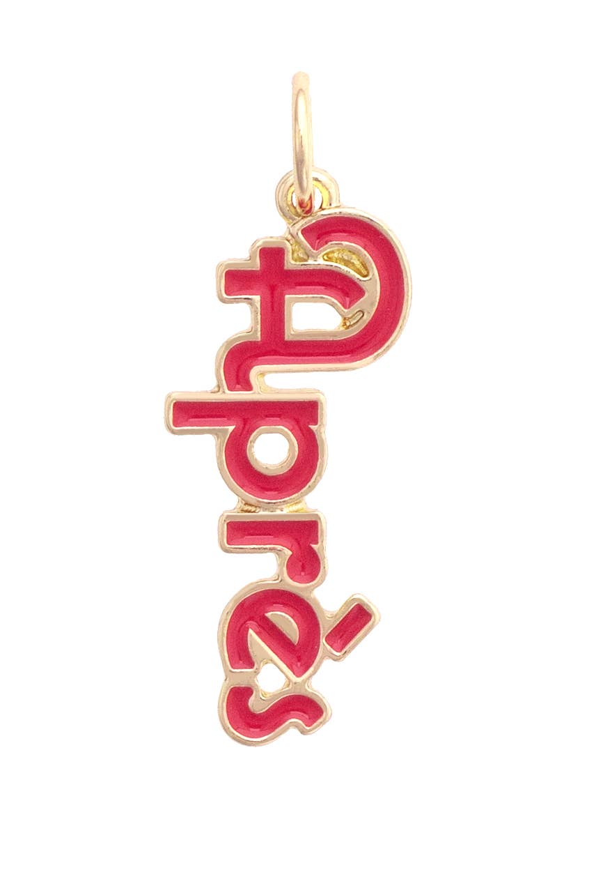 Enamel Script Charm-Après in Red