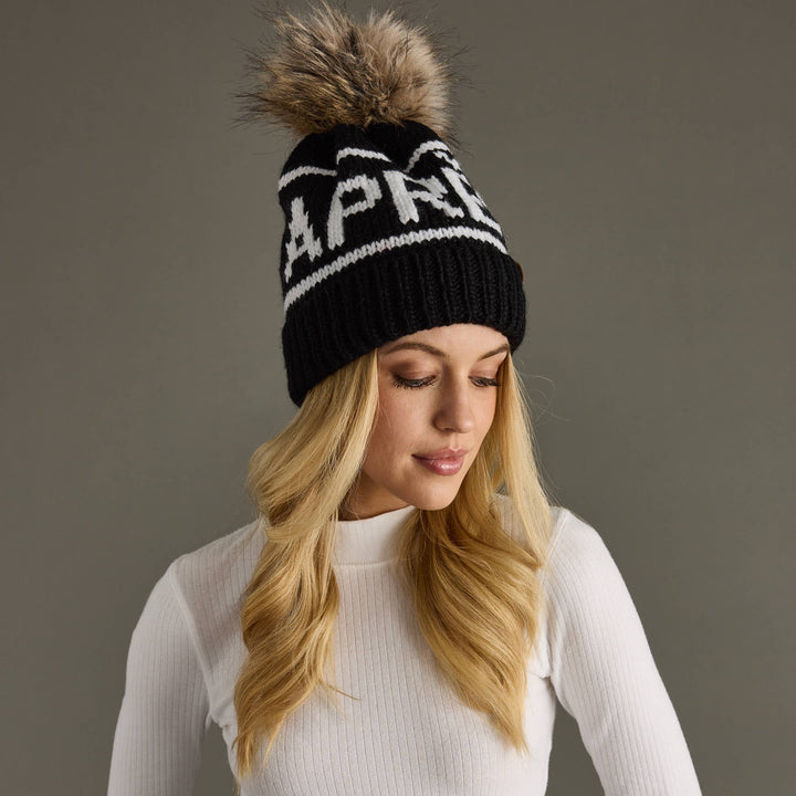 Pom Hat-Black & White Apres