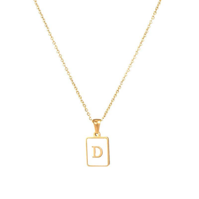 Square Initial 18K Gold-plated Shell Necklace