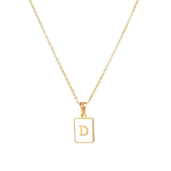 Square Initial 18K Gold-plated Shell Necklace