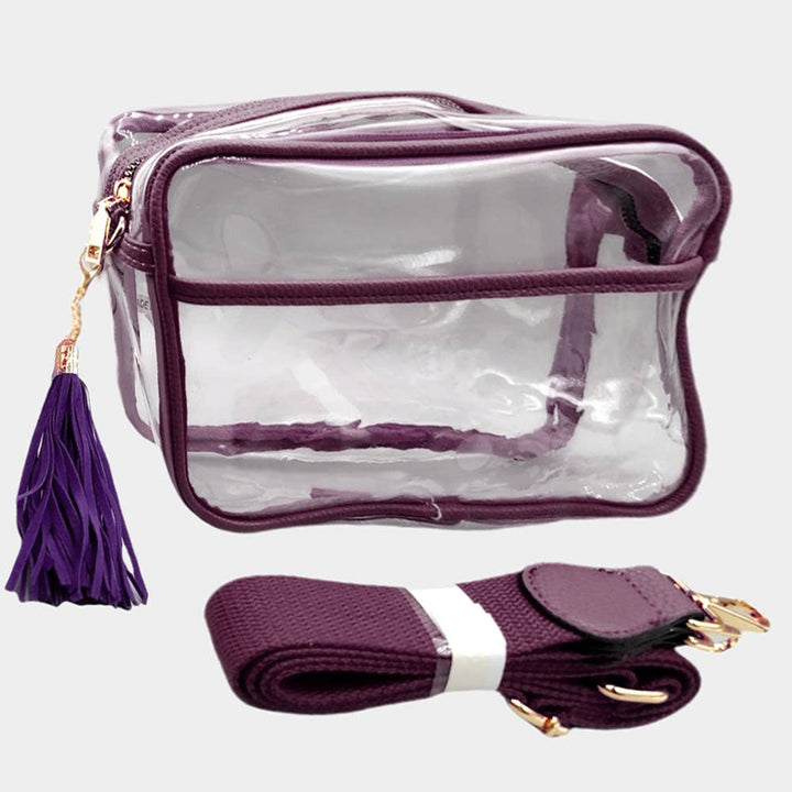 Tassel Crossbody Bag-Transparent