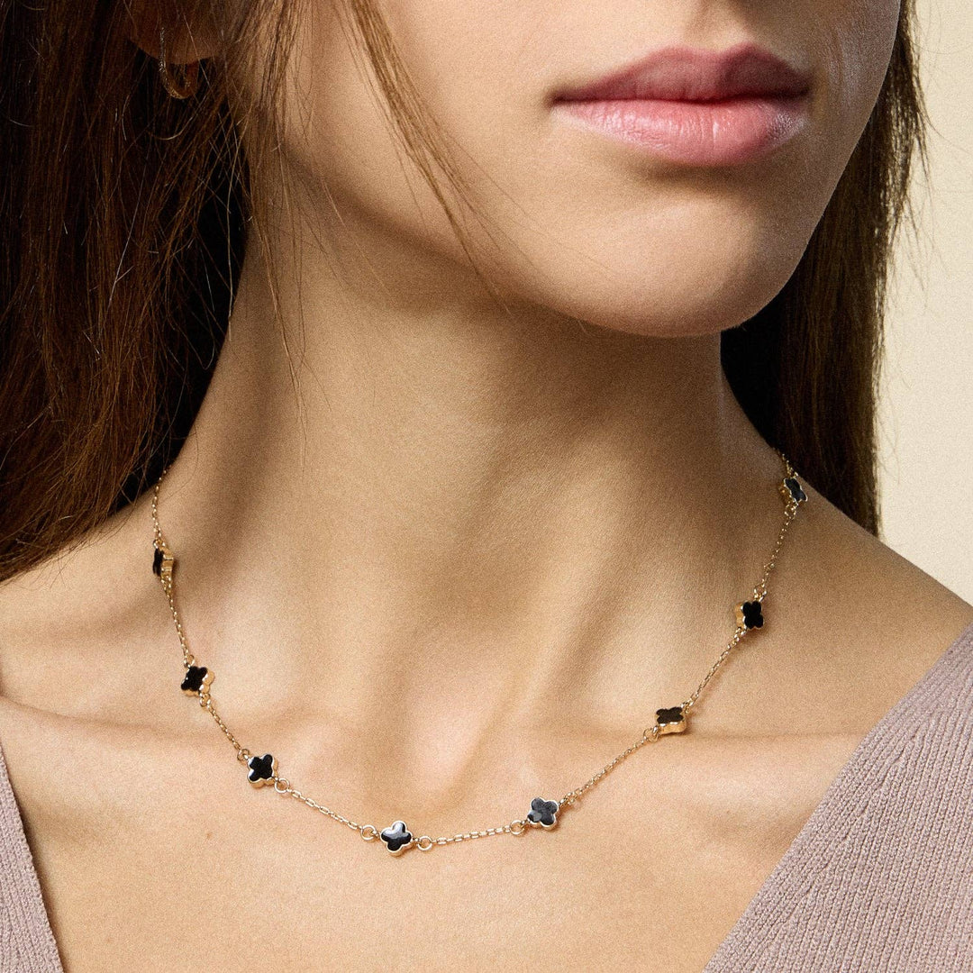 Necklace-Enamel Clover Station