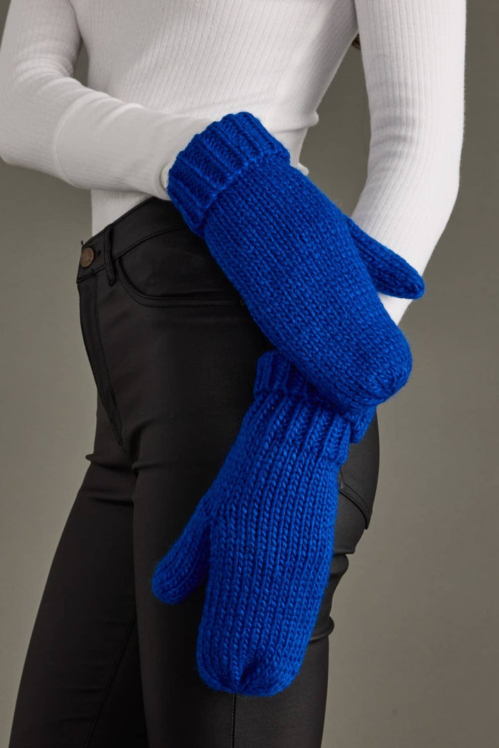Mittens-Royal Blue Cuffed Knit