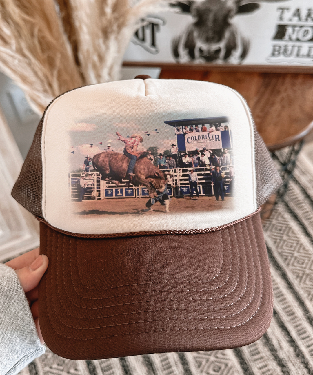 Brown & Tan Foam Otto Trucker-Ole Hud The Bull Rider