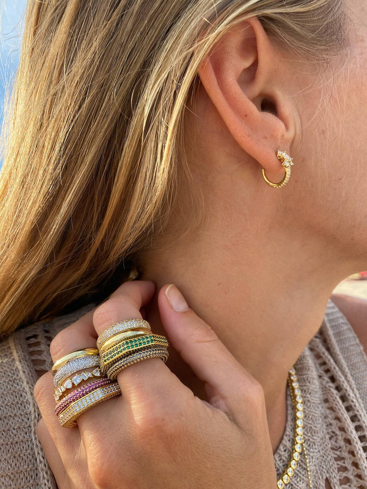 Huggie Earrings-White Opal Tropicale