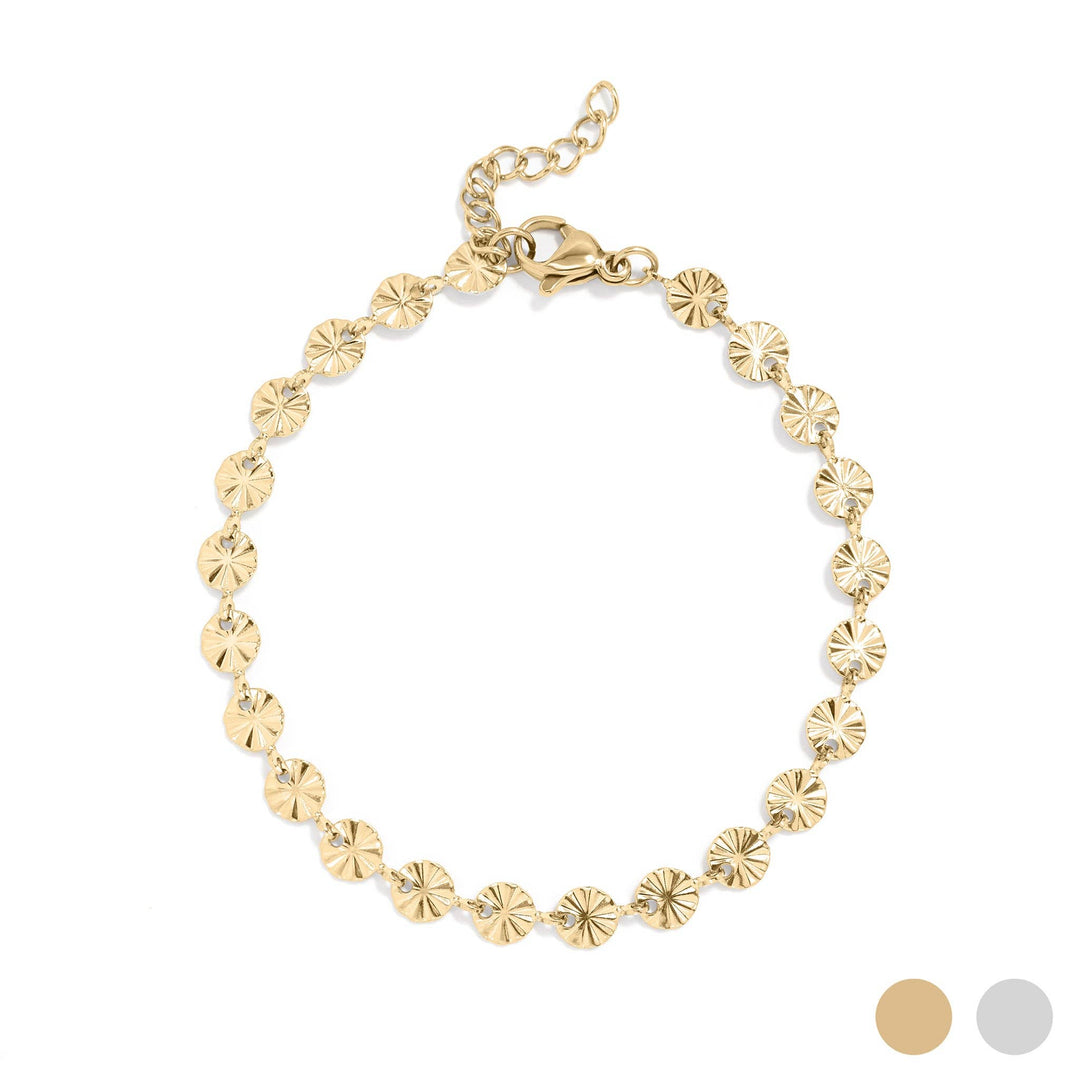 18K Gold PVD Stainless Steel Sunburst Chain Bracelet