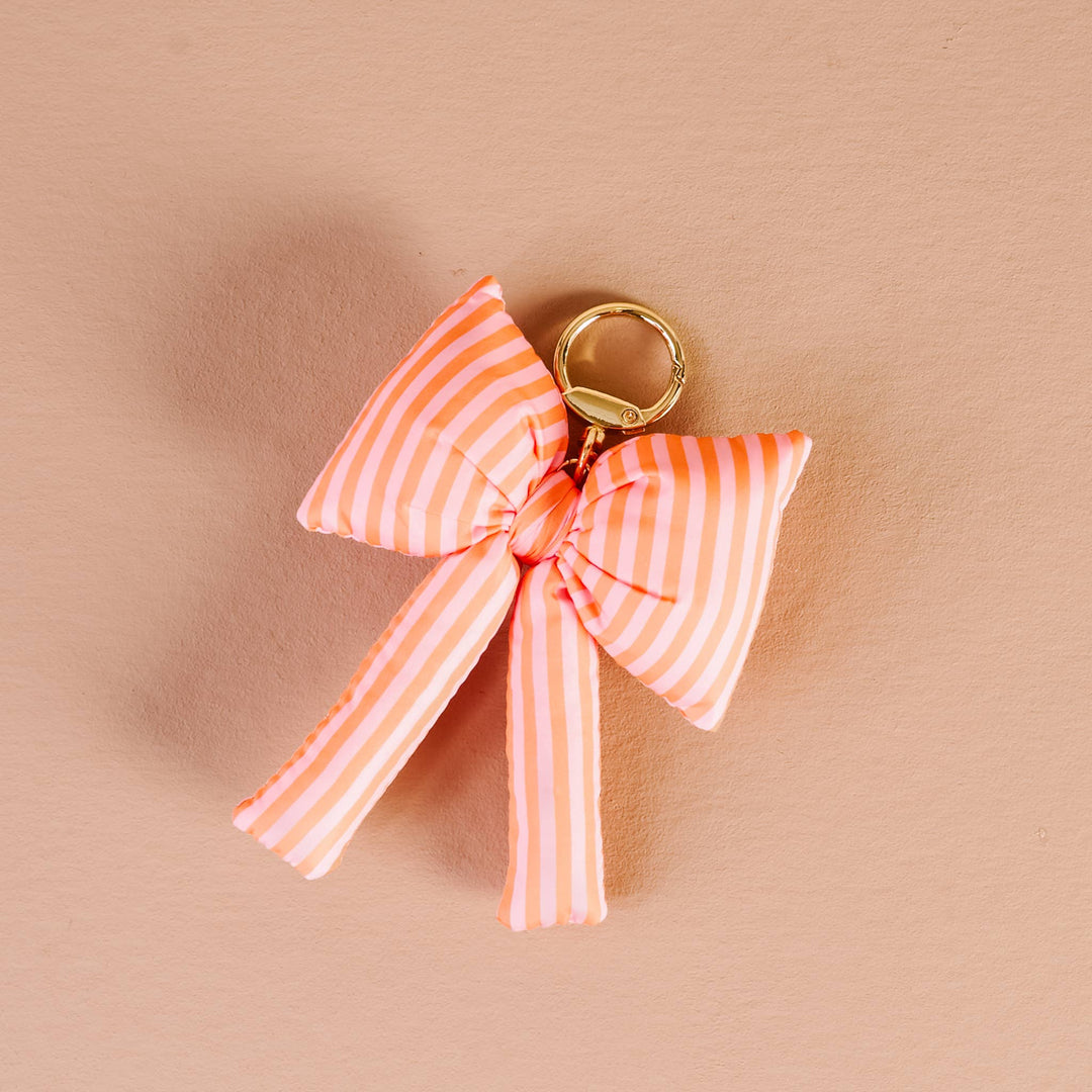 Puffy Bow Bag Charm-Sherbet Stripes