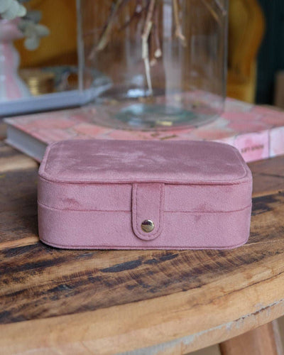 Pink Velvet Travel Jewelry Box - Brigitte