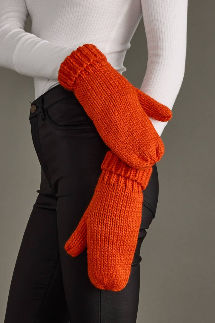Mittens-Orange Cuffed Knit