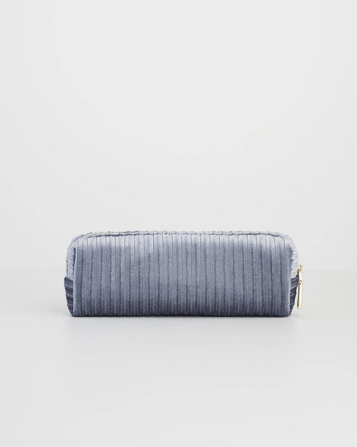 Blue Corduroy Velvet Pencil Case
