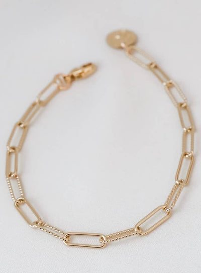 B1103G Gold Bracelet-Cecilia Paperclip Chain