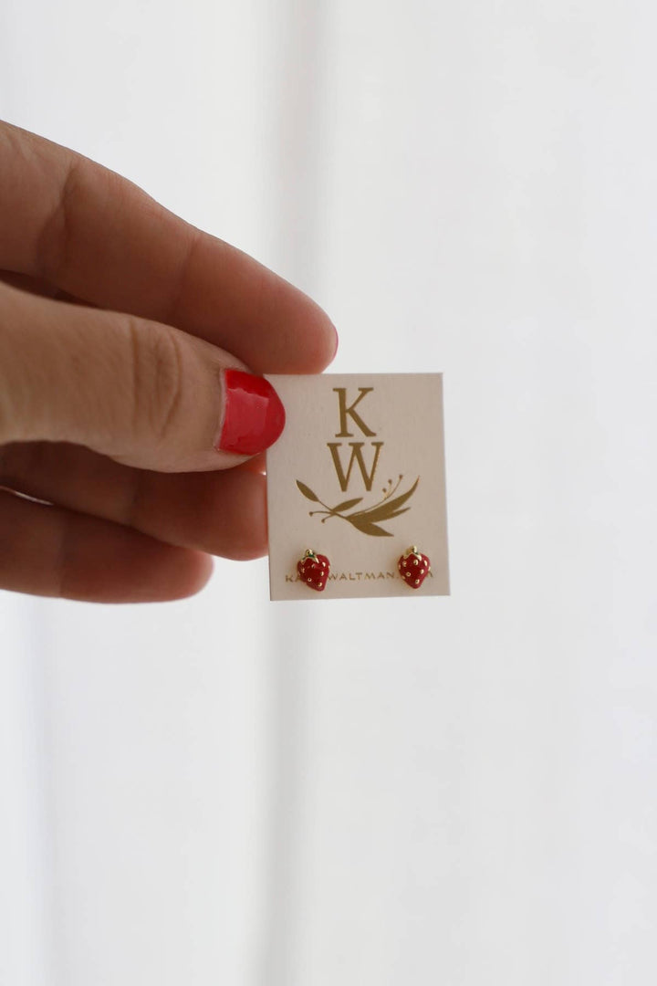E1672G Gold Earrings-Mini Strawberry Studs