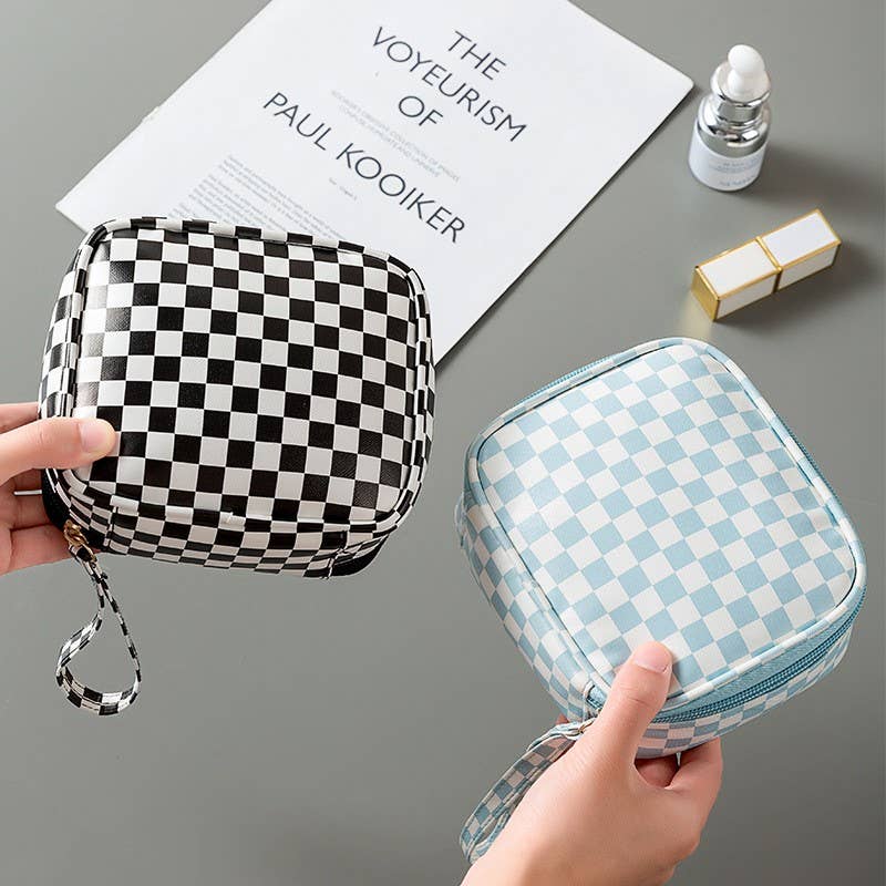Cosmetic Pouch Bag-Travel Checker Makeup