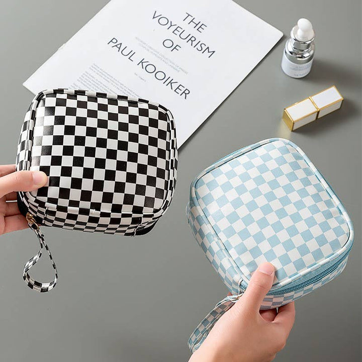 Cosmetic Pouch Bag-Travel Checker Makeup