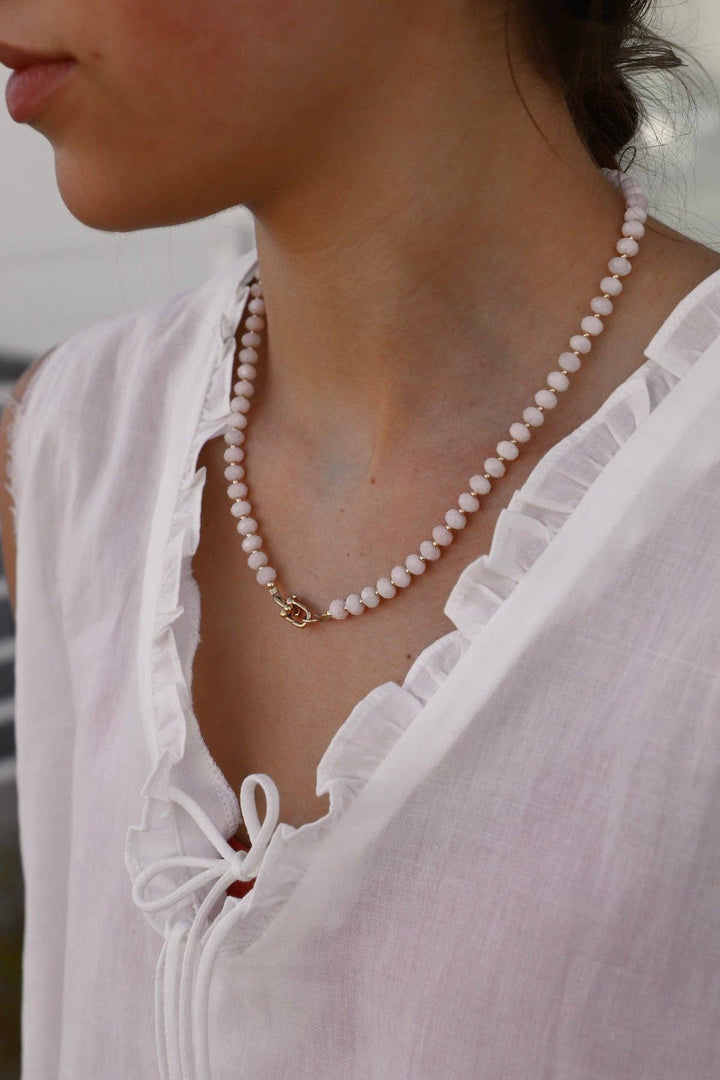 N1132 Necklace-Powder Morganite Beaded