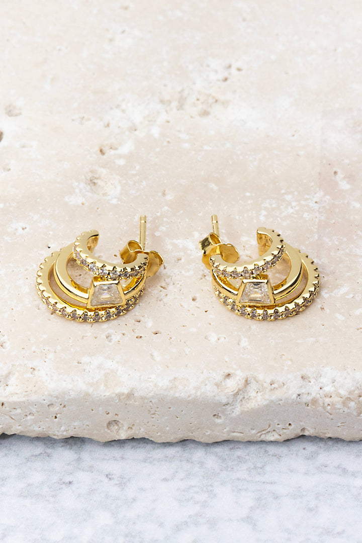 Earrings-Gold Asymmetry Huggies