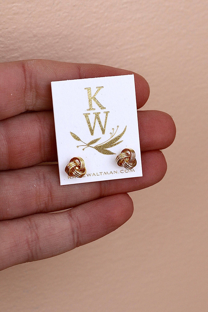 E1720G Gold Earrings-Knot Studs