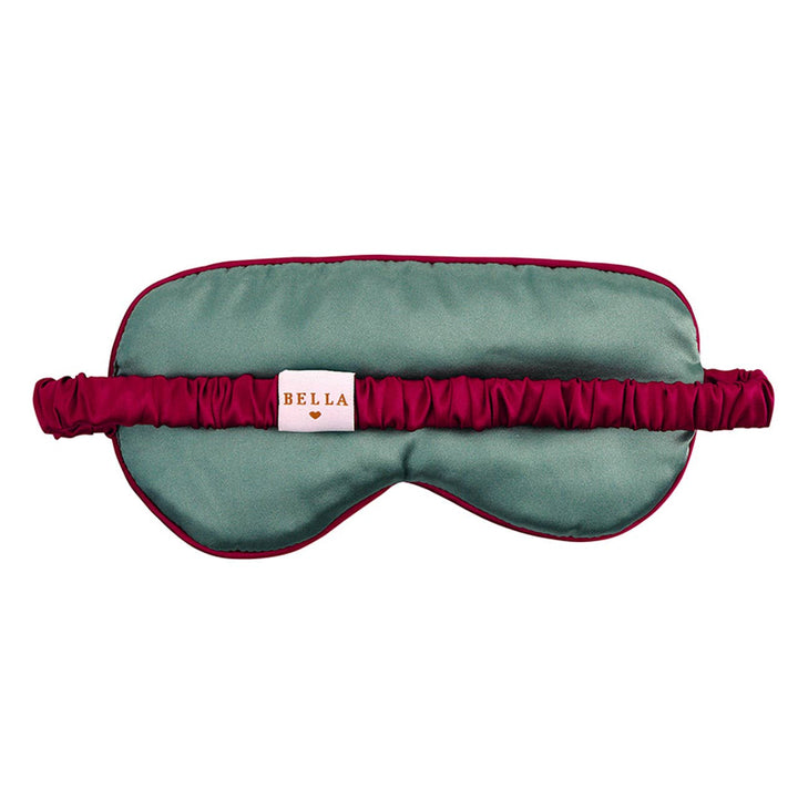 Sleep Mask in Ornament - Forest Green + Burgundy Trim