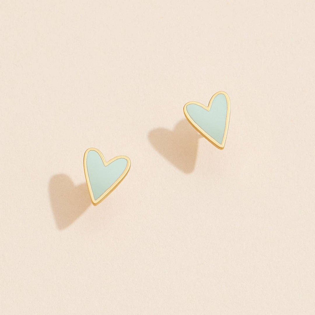 Enamel Heart 18K Gold Dip Stud Earrings