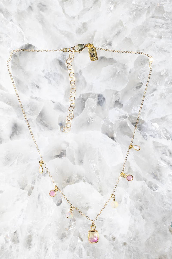 Necklace-Aurora 14K Goldfill+ Bicolor Tourmaline Quartz