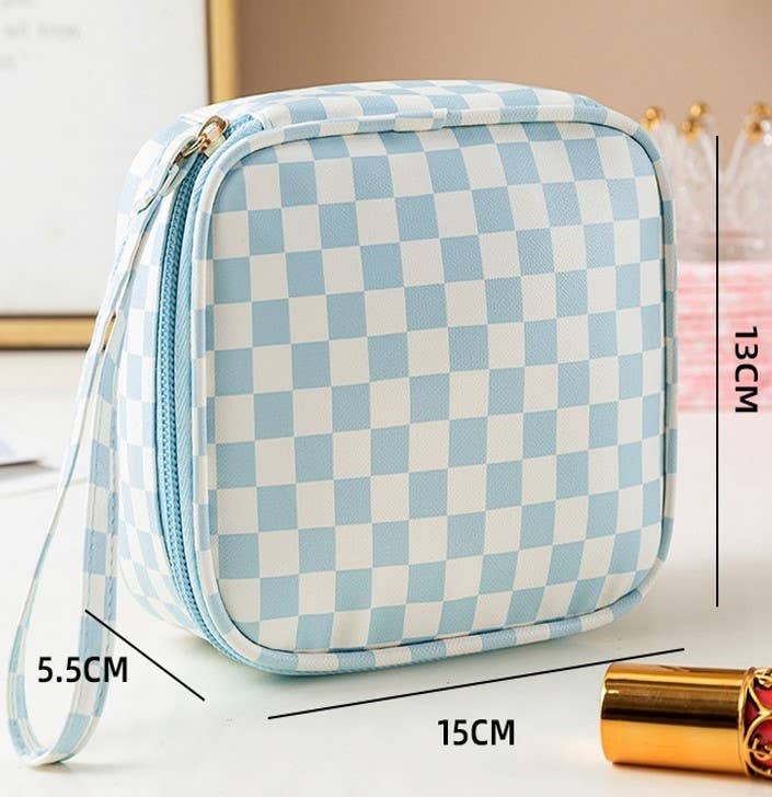 Cosmetic Pouch Bag-Travel Checker Makeup