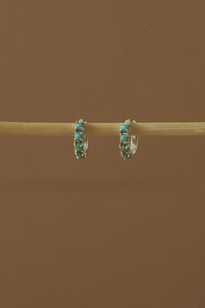 E1719S Earrings-Mini Turquoise Hoops