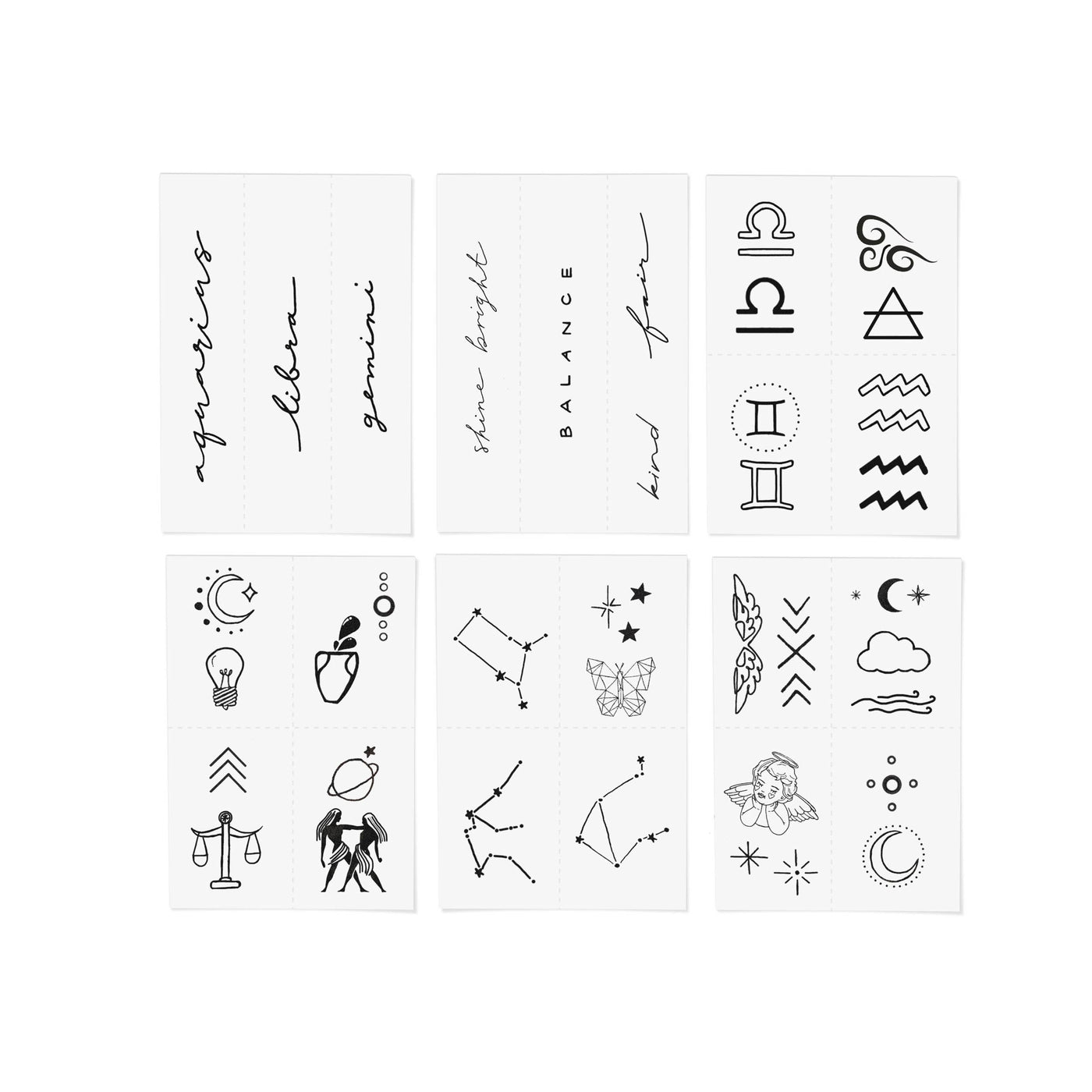 Zodiac Collection: Air Signs Temporary Tattoo Pack