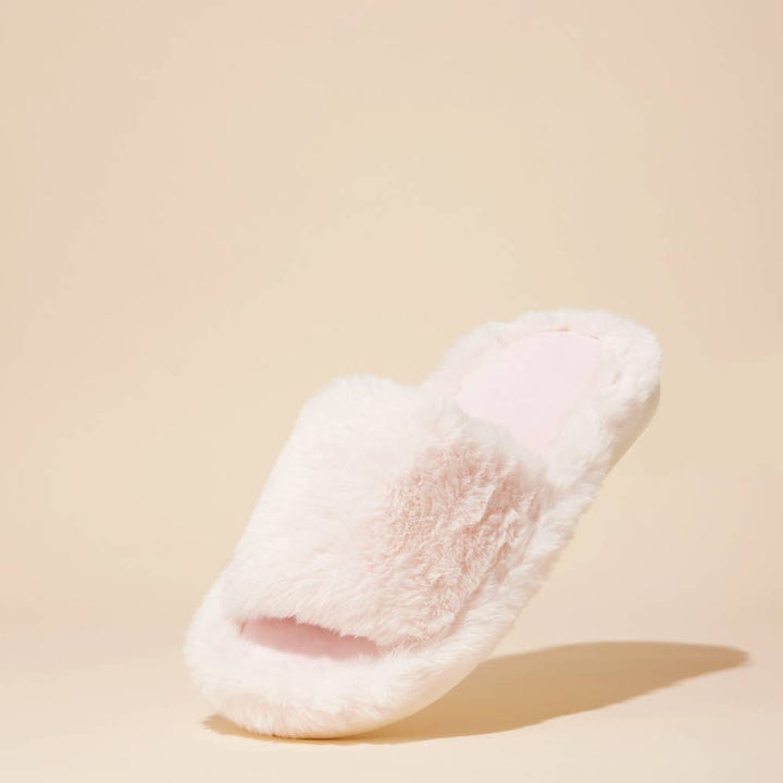 Open Toe Plain Fuzzy Slippers