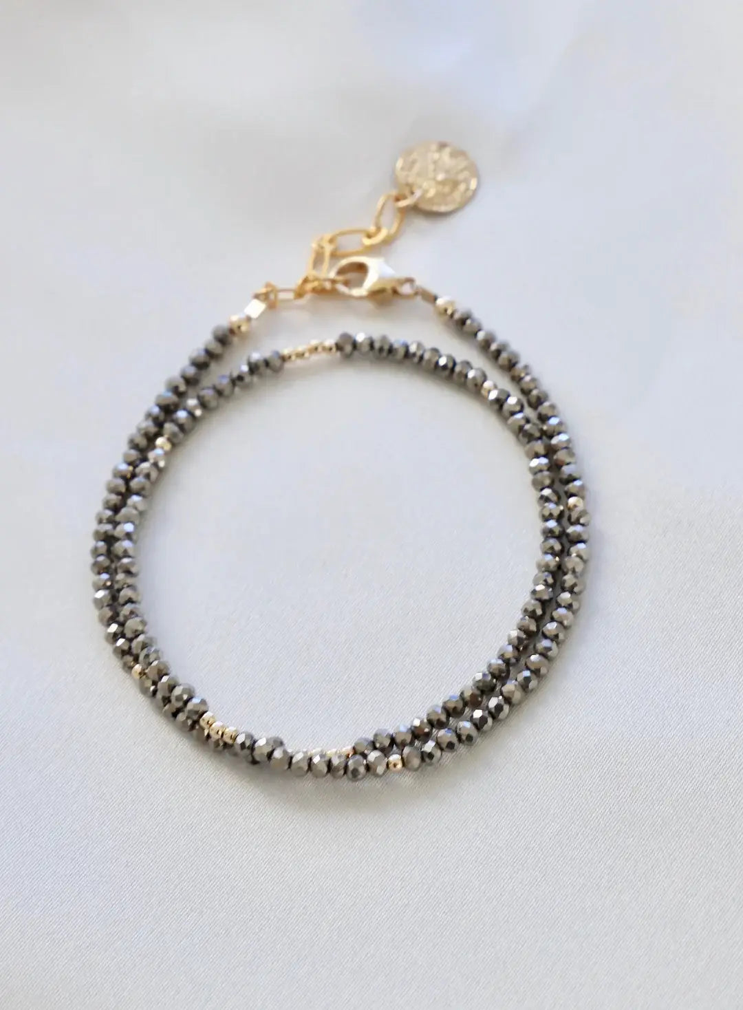 B1013MET Bracelet-Metallic Petite Crystal Double Wrap