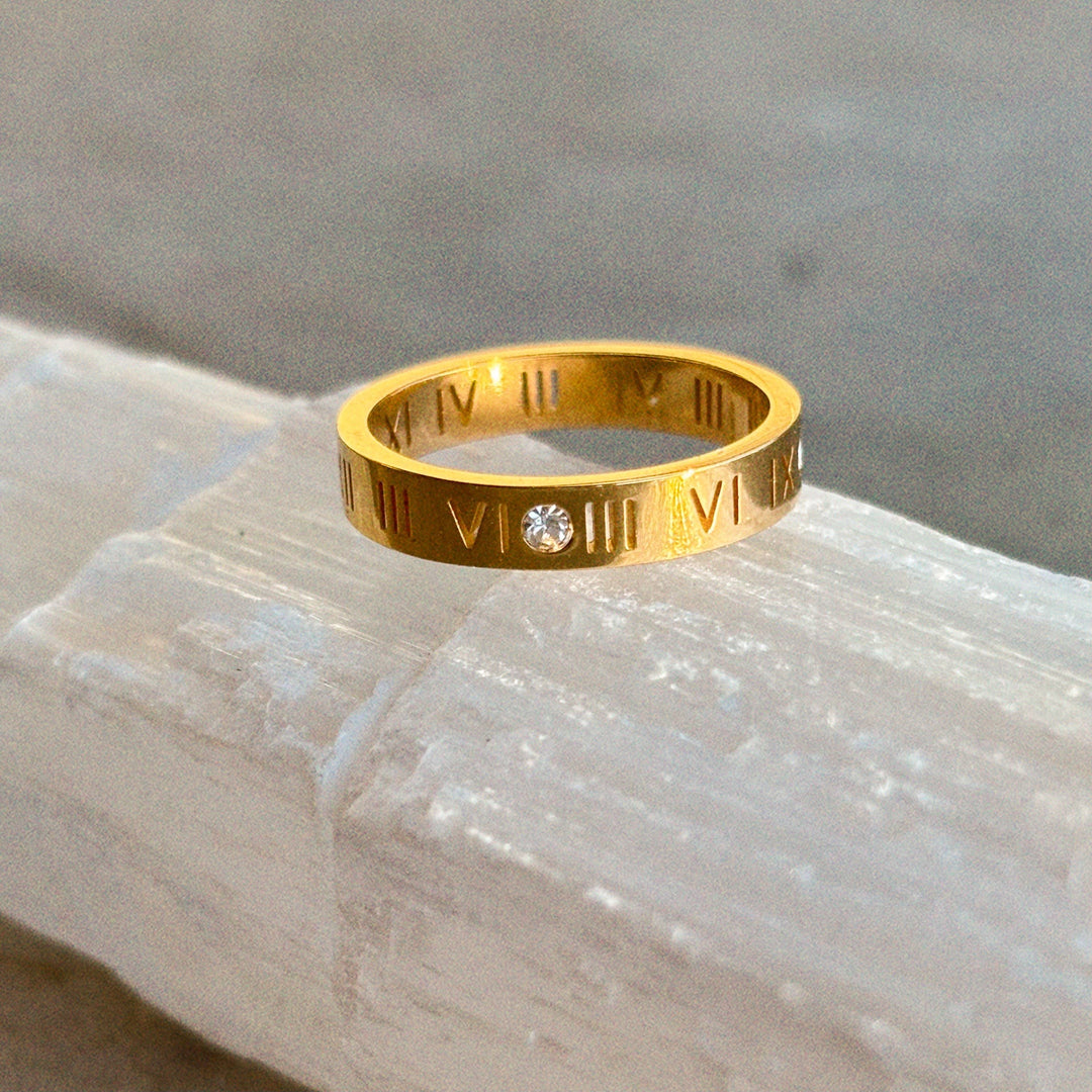 Ring-18K Gold Plated Fate Band, Stainless Steel