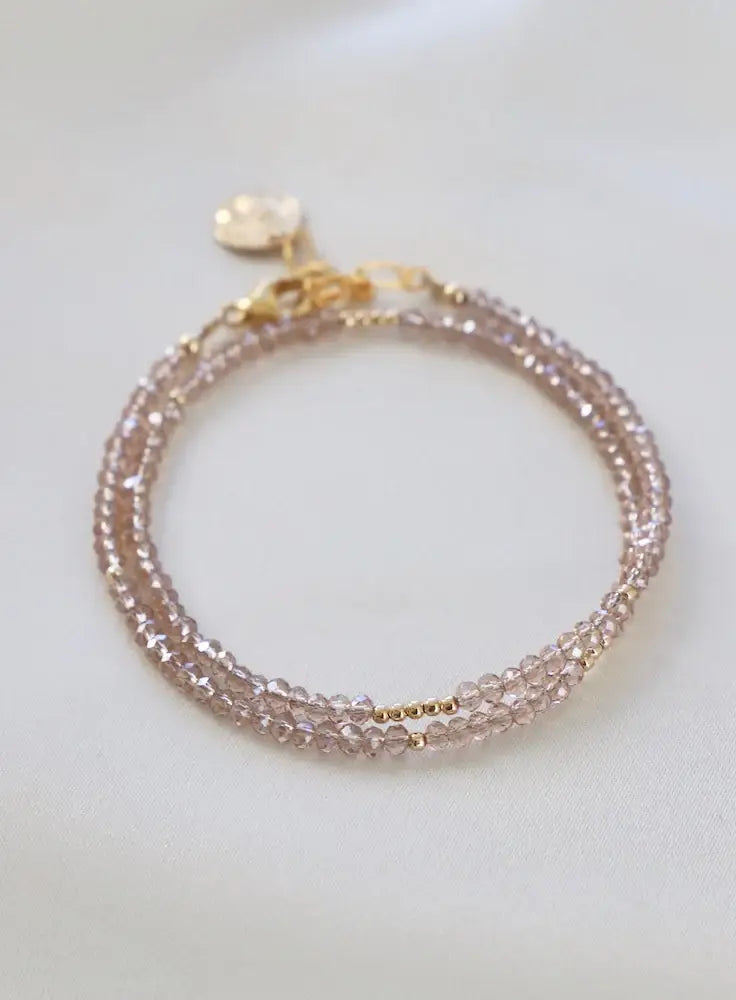 B1013CHAMP Bracelet-Champagne Petite Crystal Double Wrap