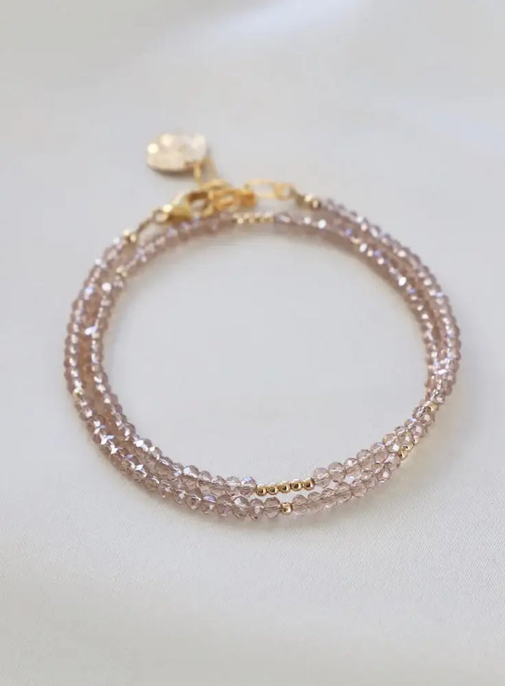 B1013CHAMP Bracelet-Champagne Petite Crystal Double Wrap