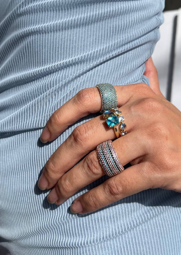 Ring-Billionaire 14K Gold Aquamarine Cigar Band