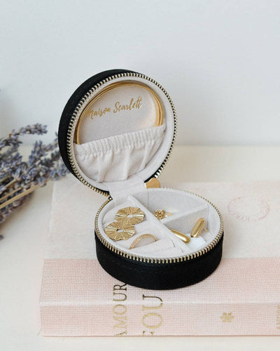 Yvonne-Velvet Round Travel Jewelry Box