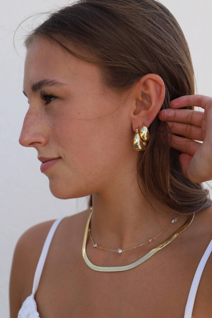 E1597G Gold Earrings-Coco Chunky Hoops-Gold
