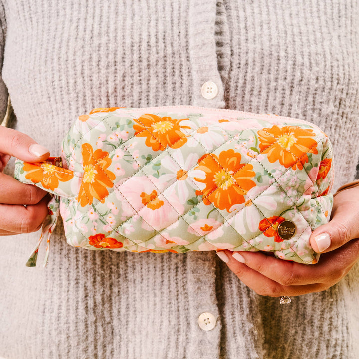 Essentials Quilted Cosmetic Pouch-Bouquet Beauty Sage