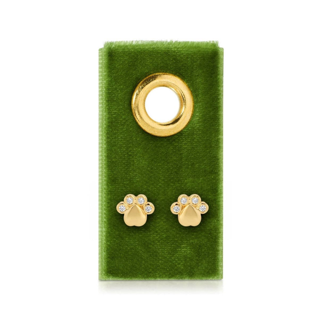 Velvet Gift Tag-Gold Paw Studs