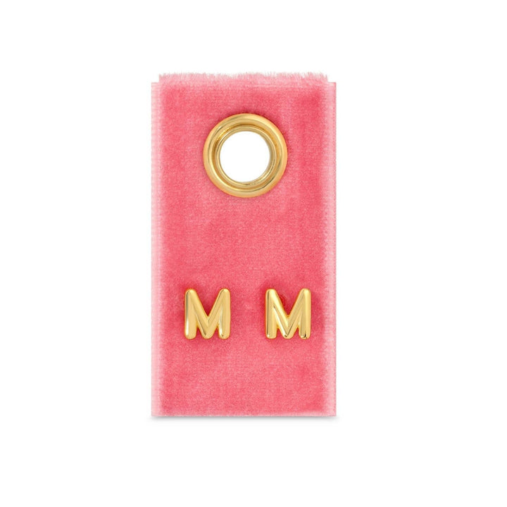 Velvet Gift Tag-Gold Initial Studs