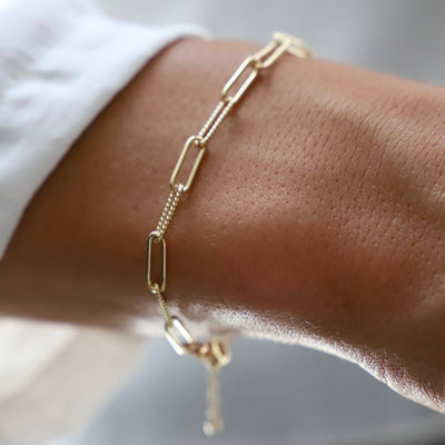 B1103G Gold Bracelet-Cecilia Paperclip Chain