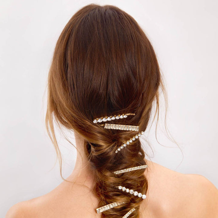 Bobby Pins 4pc Set-Metal Rhinestone Assorted Gold